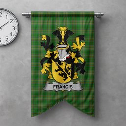ScotsTee Shop Irish Francis Clan Coat of Arms Irish Tartan Gonfalon Flag