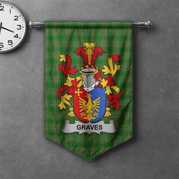 ScotsTee Shop Irish Graves or Greaves Clan Coat of Arms Irish Tartan Gonfalon Flag