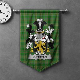 ScotsTee Shop Irish Grattan or McGrattan Clan Coat of Arms Irish Tartan Gonfalon Flag