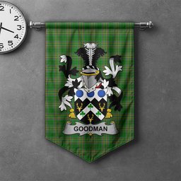 ScotsTee Shop Irish Goodman Clan Coat of Arms Irish Tartan Gonfalon Flag