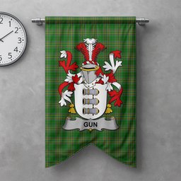 ScotsTee Shop Irish Gun or McElgunn Clan Coat of Arms Irish Tartan Gonfalon Flag