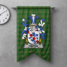 ScotsTee Shop Irish Fulton Clan Coat of Arms Irish Tartan Gonfalon Flag