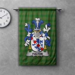 ScotsTee Shop Irish Fulton Clan Coat of Arms Irish Tartan Gonfalon Flag
