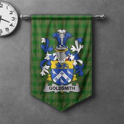 ScotsTee Shop Irish Goldsmith Clan Coat of Arms Irish Tartan Gonfalon Flag