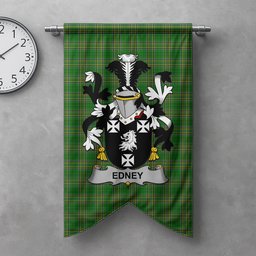 ScotsTee Shop Irish Edney Clan Coat of Arms Irish Tartan Gonfalon Flag
