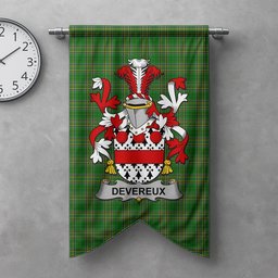 ScotsTee Shop Irish Devereux Clan Coat of Arms Irish Tartan Gonfalon Flag