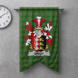 ScotsTee Shop Irish Grady or O'Grady Clan Coat of Arms Irish Tartan Gonfalon Flag