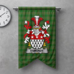 ScotsTee Shop Irish Esmonde Clan Coat of Arms Irish Tartan Gonfalon Flag