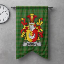 ScotsTee Shop Irish George Clan Coat of Arms Irish Tartan Gonfalon Flag