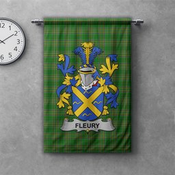ScotsTee Shop Irish Fleury Clan Coat of Arms Irish Tartan Gonfalon Flag