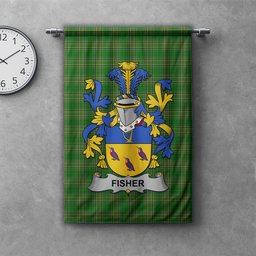 ScotsTee Shop Irish Fisher Clan Coat of Arms Irish Tartan Gonfalon Flag