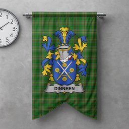 ScotsTee Shop Irish Dinneen or O'Dinneen Clan Coat of Arms Irish Tartan Gonfalon Flag