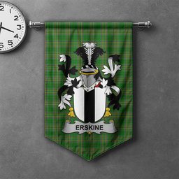 ScotsTee Shop Irish Erskine Clan Coat of Arms Irish Tartan Gonfalon Flag
