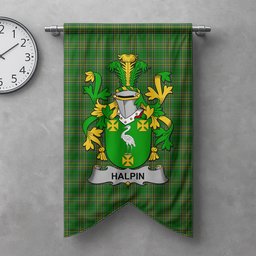 ScotsTee Shop Irish Halpin or O'Halpin Clan Coat of Arms Irish Tartan Gonfalon Flag
