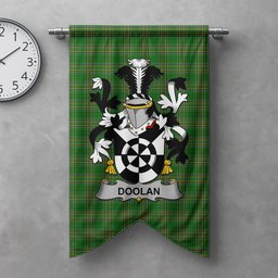 ScotsTee Shop Irish Doolan or O'Doolan Clan Coat of Arms Irish Tartan Gonfalon Flag
