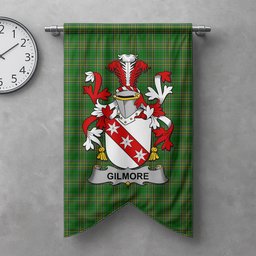 ScotsTee Shop Irish Gilmore Clan Coat of Arms Irish Tartan Gonfalon Flag