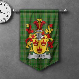 ScotsTee Shop Irish Gillen or O'Gillen Clan Coat of Arms Irish Tartan Gonfalon Flag