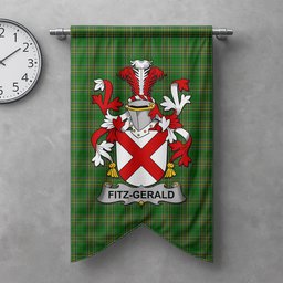 ScotsTee Shop Irish Fitz-Gerald Clan Coat of Arms Irish Tartan Gonfalon Flag