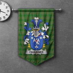 ScotsTee Shop Irish Faulkner Clan Coat of Arms Irish Tartan Gonfalon Flag
