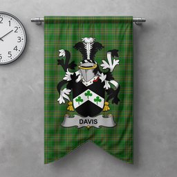 ScotsTee Shop Irish Davis Clan Coat of Arms Irish Tartan Gonfalon Flag