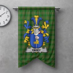 ScotsTee Shop Irish Fahey or O'Fahy Clan Coat of Arms Irish Tartan Gonfalon Flag