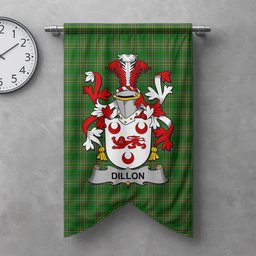 ScotsTee Shop Irish Dillon Clan Coat of Arms Irish Tartan Gonfalon Flag