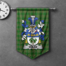 ScotsTee Shop Irish Dolan or O'Dolan Clan Coat of Arms Irish Tartan Gonfalon Flag