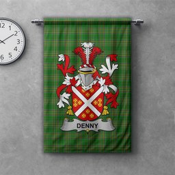 ScotsTee Shop Irish Denny Clan Coat of Arms Irish Tartan Gonfalon Flag
