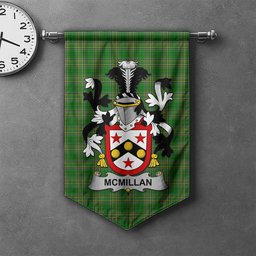 ScotsTee Shop Irish McMillan Clan Coat of Arms Irish Tartan Gonfalon Flag