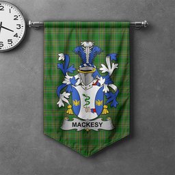 ScotsTee Shop Irish Mackesy Clan Coat of Arms Irish Tartan Gonfalon Flag