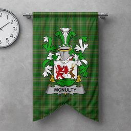 ScotsTee Shop Irish McNulty Clan Coat of Arms Irish Tartan Gonfalon Flag