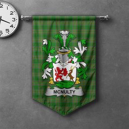 ScotsTee Shop Irish McNulty Clan Coat of Arms Irish Tartan Gonfalon Flag
