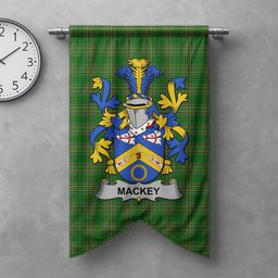 ScotsTee Shop Irish Mackey Clan Coat of Arms Irish Tartan Gonfalon Flag