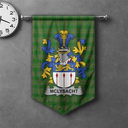 ScotsTee Shop Irish McLysacht or Lysacht Clan Coat of Arms Irish Tartan Gonfalon Flag