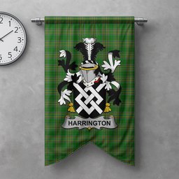 ScotsTee Shop Irish Harrington Clan Coat of Arms Irish Tartan Gonfalon Flag