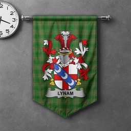 ScotsTee Shop Irish Lynam or O'Lynam Clan Coat of Arms Irish Tartan Gonfalon Flag
