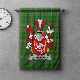 ScotsTee Shop Irish McNamara Clan Coat of Arms Irish Tartan Gonfalon Flag