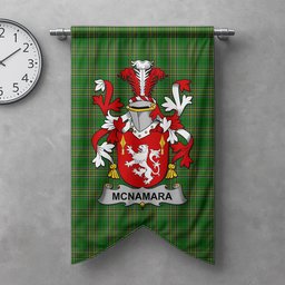 ScotsTee Shop Irish McNamara Clan Coat of Arms Irish Tartan Gonfalon Flag