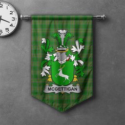ScotsTee Shop Irish McGettigan or Gethin Clan Coat of Arms Irish Tartan Gonfalon Flag