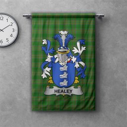 ScotsTee Shop Irish Healey or O'Healey Clan Coat of Arms Irish Tartan Gonfalon Flag