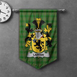 ScotsTee Shop Irish Laffan Clan Coat of Arms Irish Tartan Gonfalon Flag