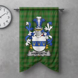ScotsTee Shop Irish Harforth Clan Coat of Arms Irish Tartan Gonfalon Flag