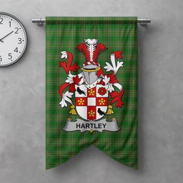 ScotsTee Shop Irish Hartley or O'Hartley Clan Coat of Arms Irish Tartan Gonfalon Flag