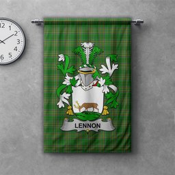 ScotsTee Shop Irish Lennon or O'Lennon Clan Coat of Arms Irish Tartan Gonfalon Flag