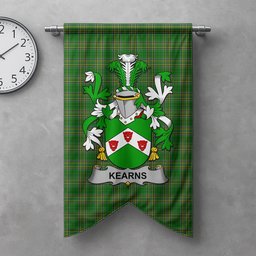 ScotsTee Shop Irish Kearns or O'Kearon Clan Coat of Arms Irish Tartan Gonfalon Flag