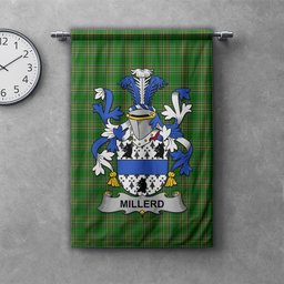 ScotsTee Shop Irish Millerd Clan Coat of Arms Irish Tartan Gonfalon Flag