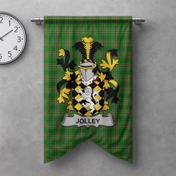 ScotsTee Shop Irish Jolley or Jolly Clan Coat of Arms Irish Tartan Gonfalon Flag