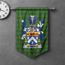 ScotsTee Shop Irish Jennings or Jennyns Clan Coat of Arms Irish Tartan Gonfalon Flag