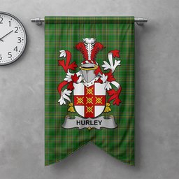 ScotsTee Shop Irish Hurley or O'Hurley Clan Coat of Arms Irish Tartan Gonfalon Flag