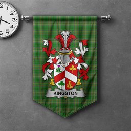 ScotsTee Shop Irish Kingston Clan Coat of Arms Irish Tartan Gonfalon Flag